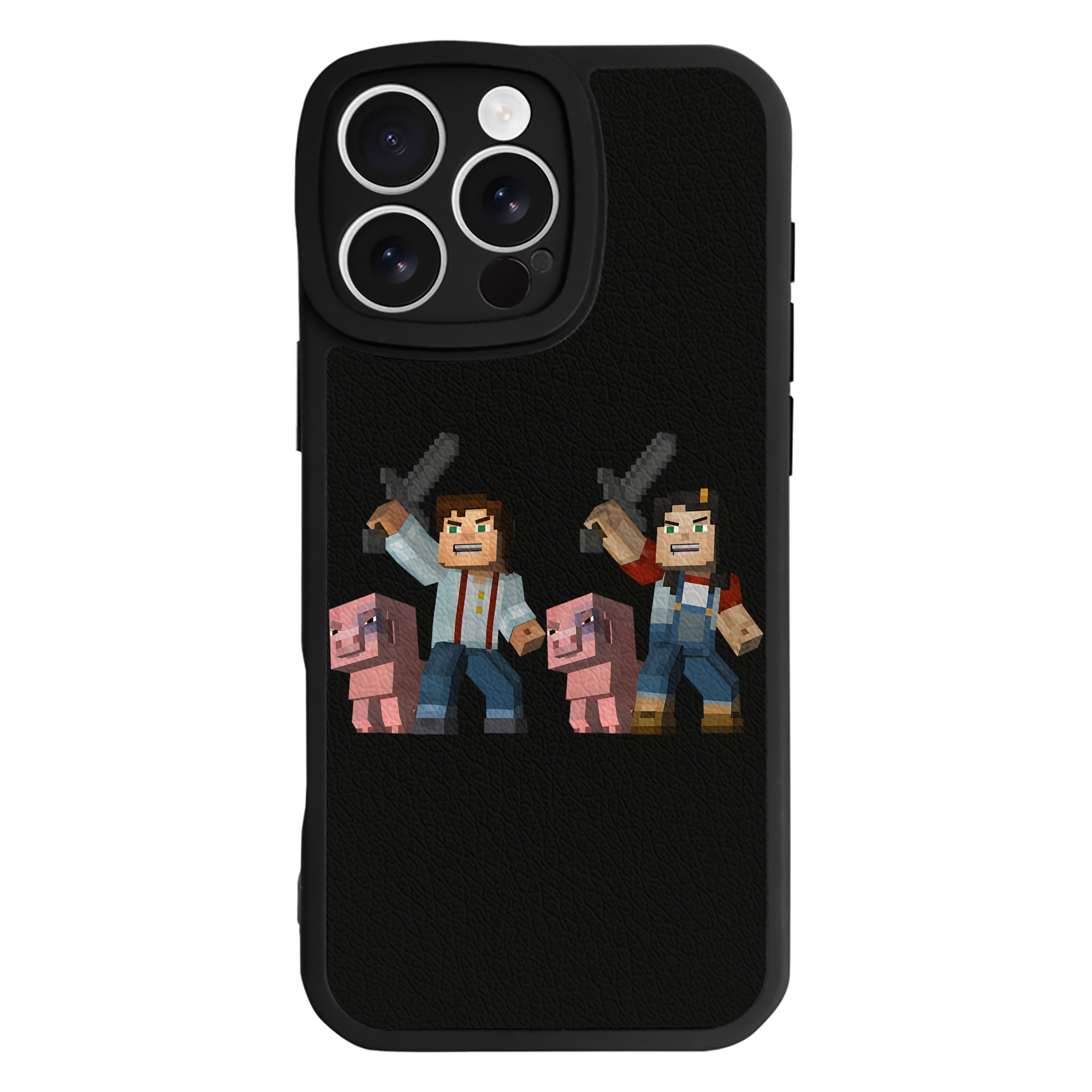 （画像用） マインクラフト ブロックの世界 Minecraft MC Block world 【iPhone 16シリーズ対応】シリコンスマホケース（レザー調） 材質：シリコン